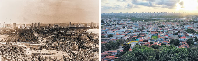 Avenida Dom Helder Cmara, em Salgadinho, j teve apenas um imvel (Arquivo/DP e Rafael Vieira/ DP Foto )